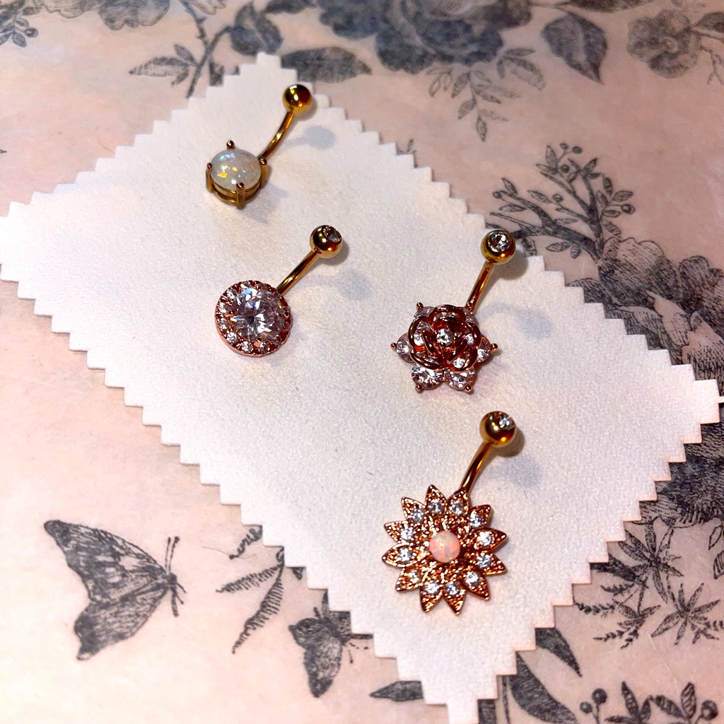 4pcs Rose Gold Ss Belly Button Rings